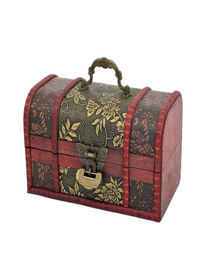 Amedoo Treasure Chest Box With Lock, Wooden Storage Box Decorative Box Decorative Storage Box With Lids, Pirate Keepsake Box for Jewelry Trinkets Kids Gifts (Medium) - Image 1